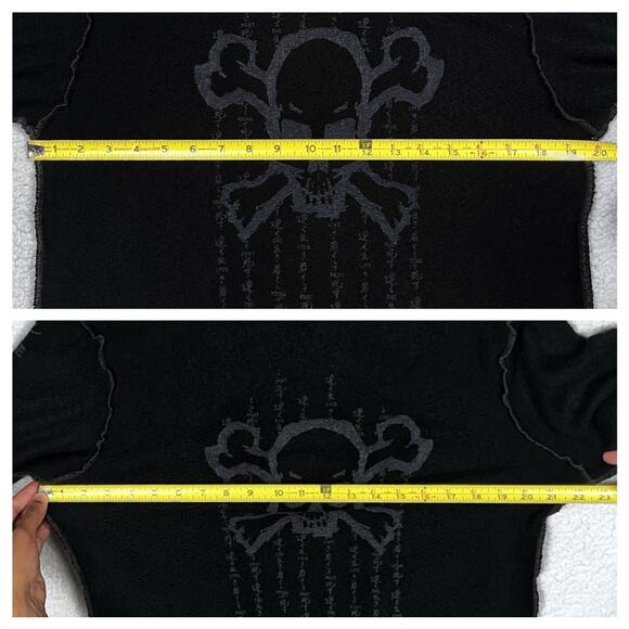 Vintage Lip Service Live Fast Die Young Skull Black Sweater Large Y2K Goth - Picture 10 of 16